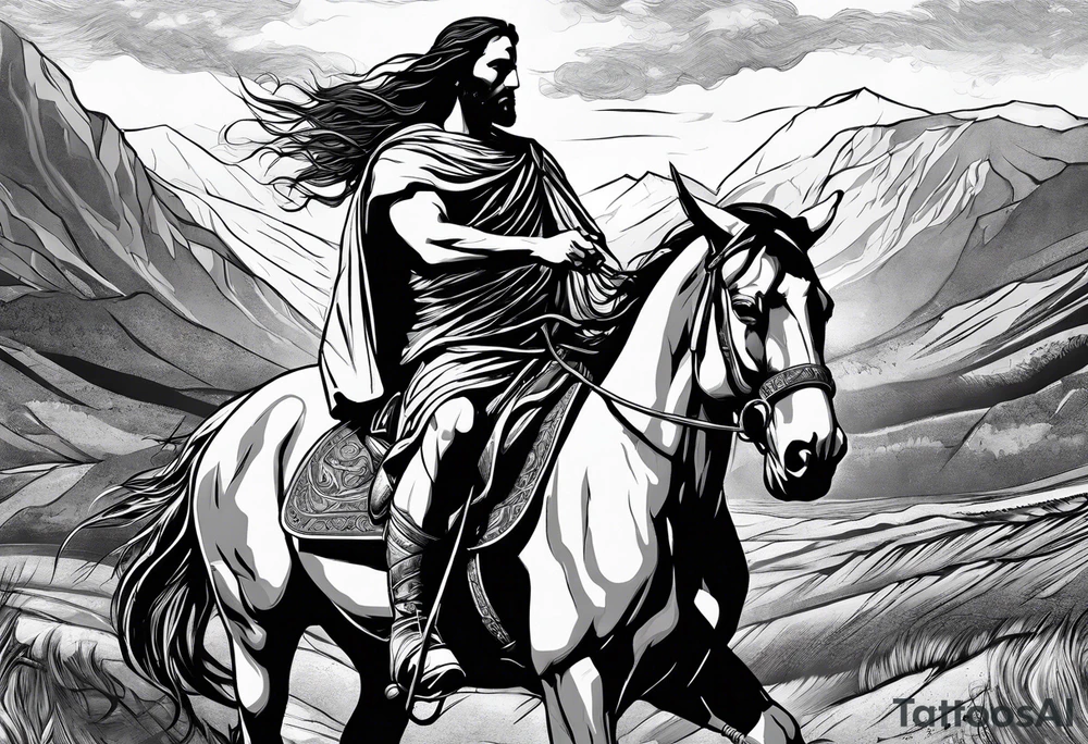Warrior Jesus on a horse tattoo idea