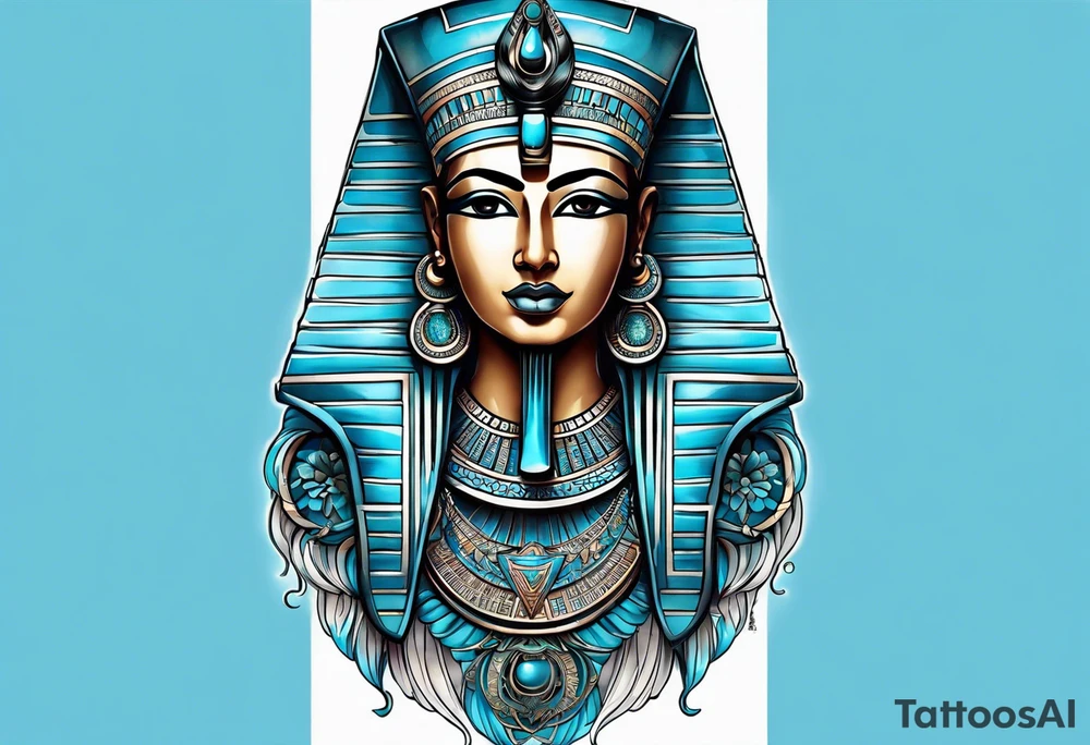 Isis egypt god, light blue tattoo idea