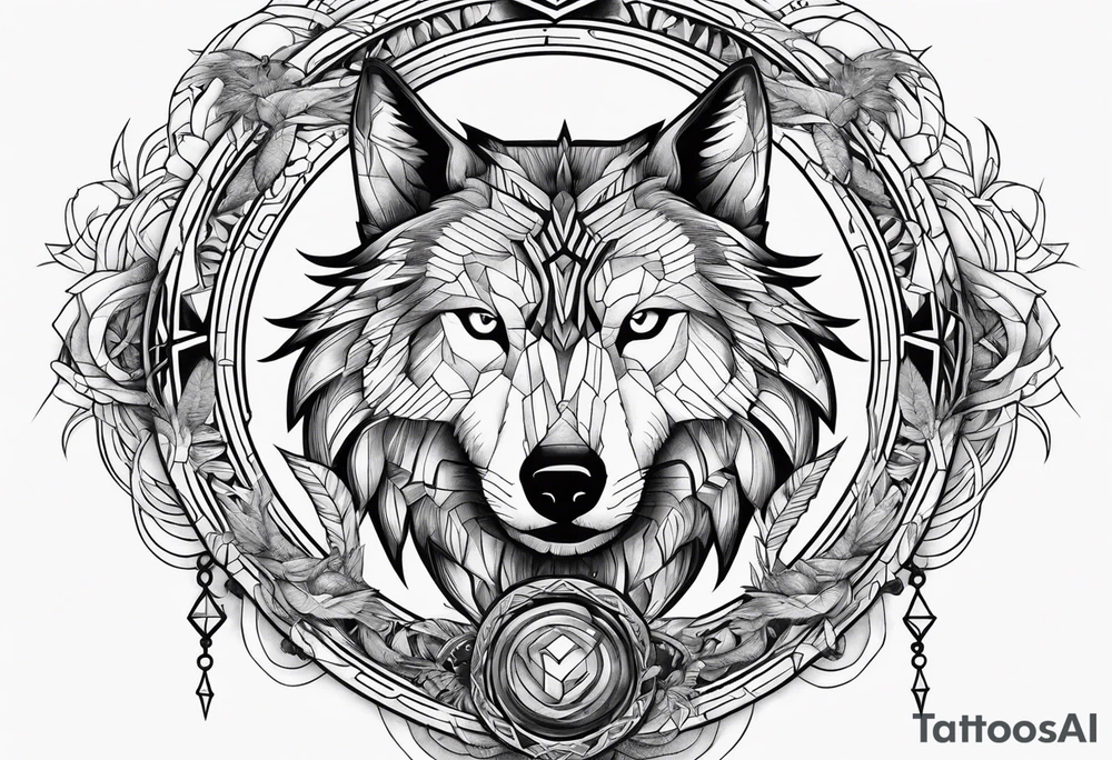 broken Ouroboros with wolf in the middle tattoo idea