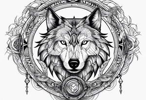 broken Ouroboros with wolf in the middle tattoo idea
