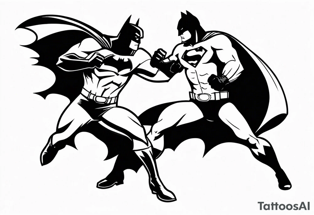 batman fighting superman tattoo idea