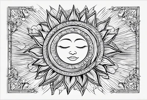 Draw me a beautiful and realistic sun tattoo using the ONE LINE method.
May the tattoo be pleasant, optimistic and positive.
Location: Above a man's chest tattoo idea