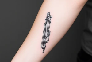 vertical column made of 
system of 100 thin curved plumbing pipes that form veins tattoo idea