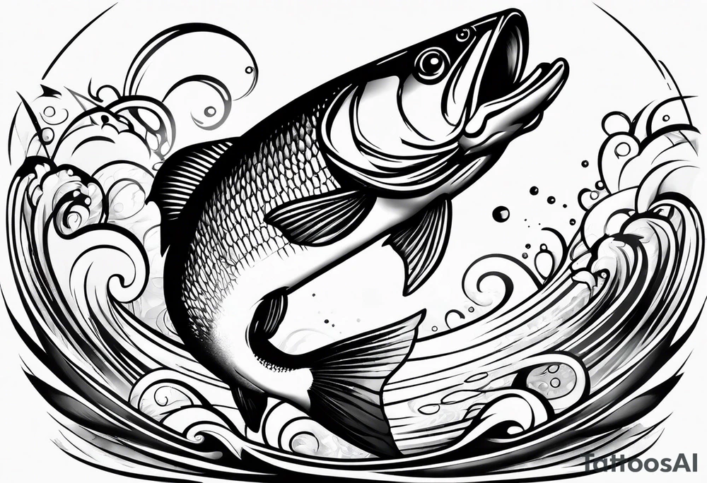 bass chasing fish tattoo idea