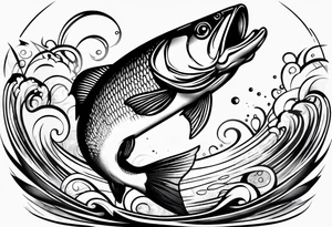 bass chasing fish tattoo idea