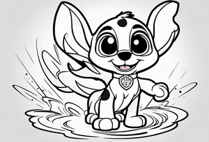 stitch high five wi
th paw patrol tattoo idea