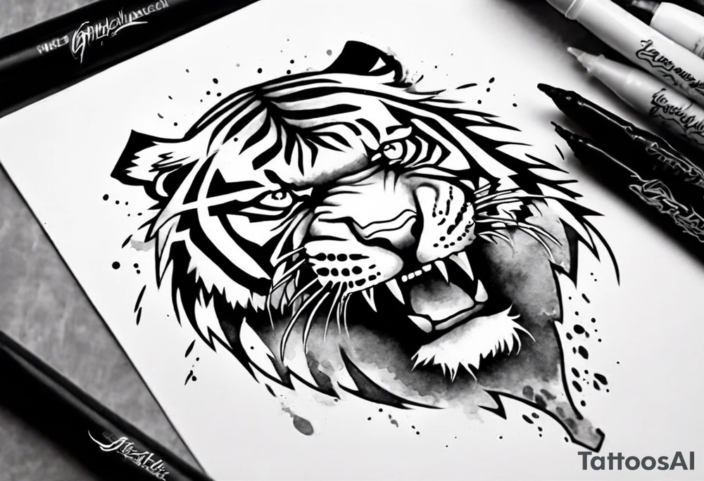 A tiger surrounded by lightning for a forearm tattoo tattoo idea A tiger surrounded by lightning for a forearm tattoo tattoo idea