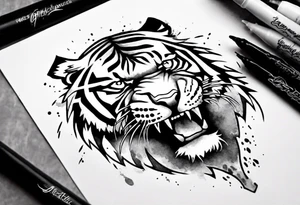 A tiger surrounded by lightning for a forearm tattoo tattoo idea