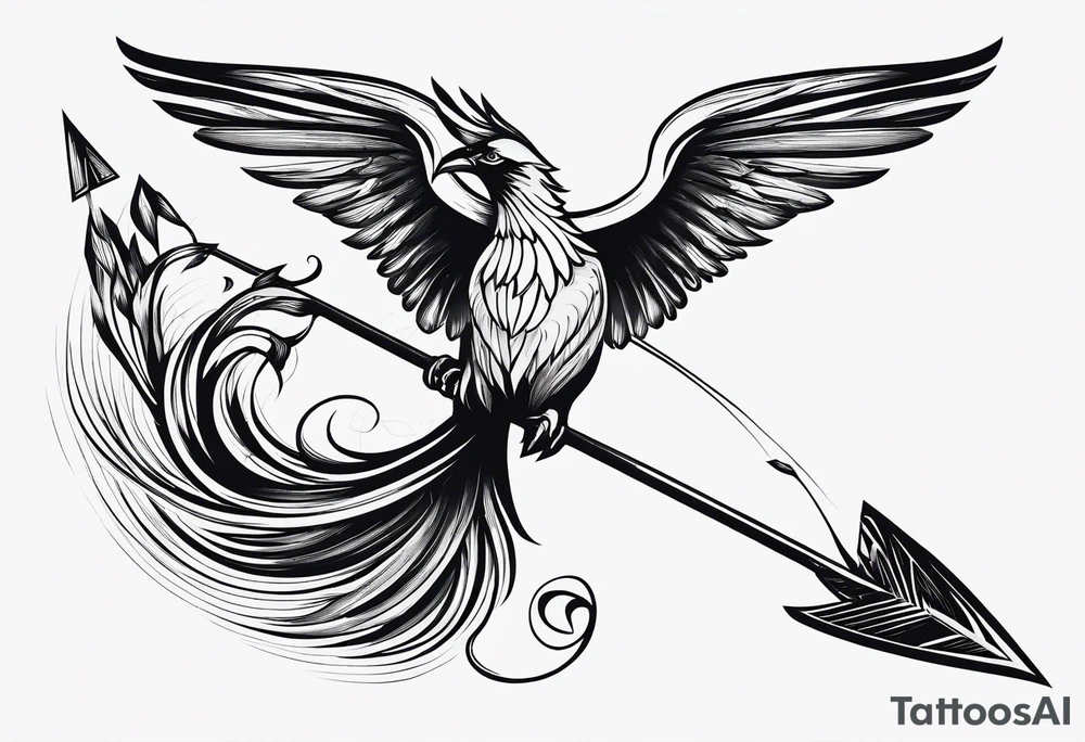 pheonix fine linework arrows tattoo idea