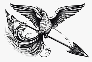 pheonix fine linework arrows tattoo idea