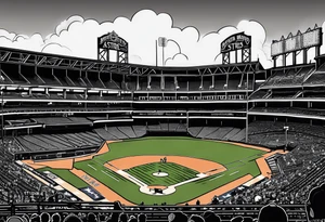 Minute Maid Park with Houston Astros written below it tattoo idea