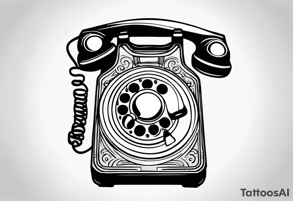 vintage theme phone tattoo idea