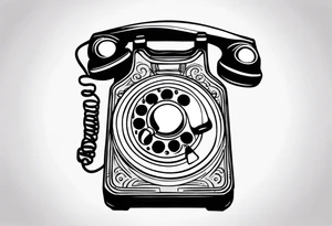 vintage theme phone tattoo idea