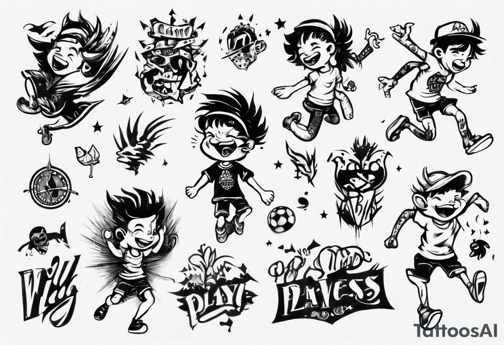 Wild kid who loves to play and jump tattoo idea