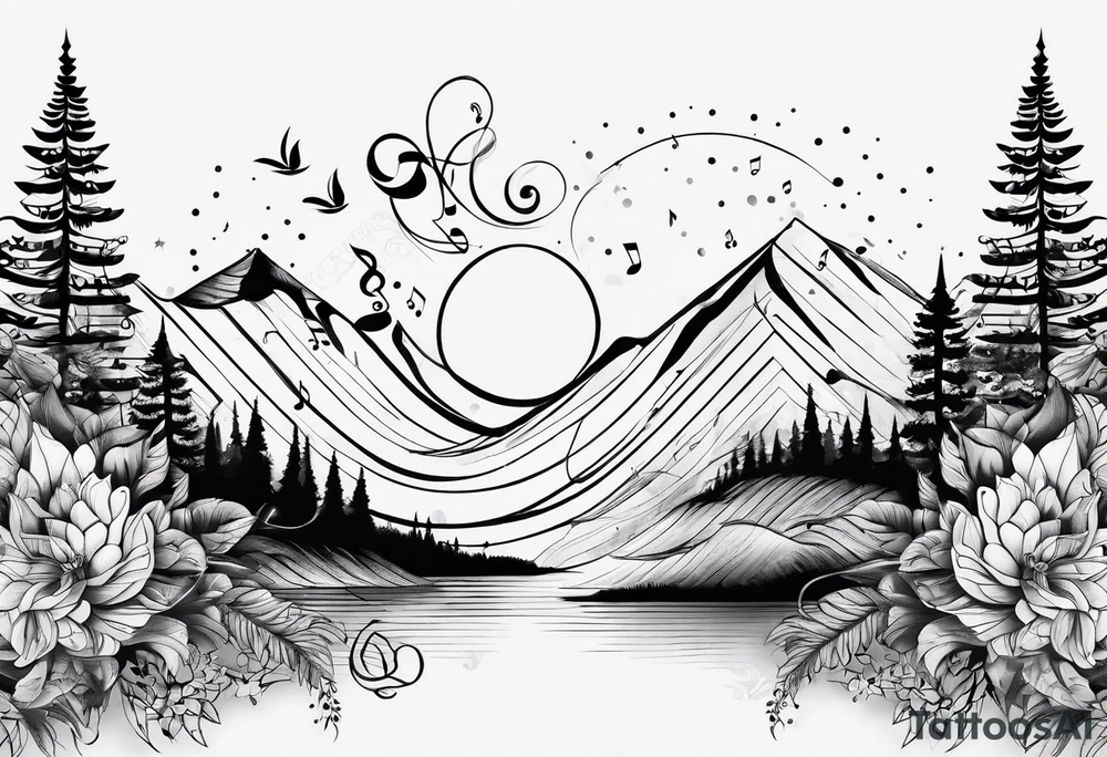 A music note in nature tattoo idea