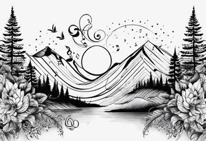 A music note in nature tattoo idea
