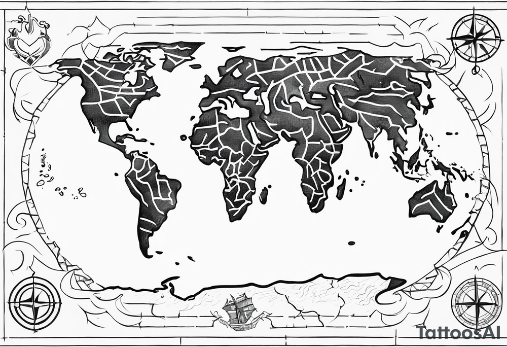 Cartographic Map Treasure tattoo idea