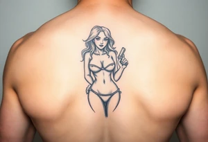 gangster girl in bikini with gun tattoo idea