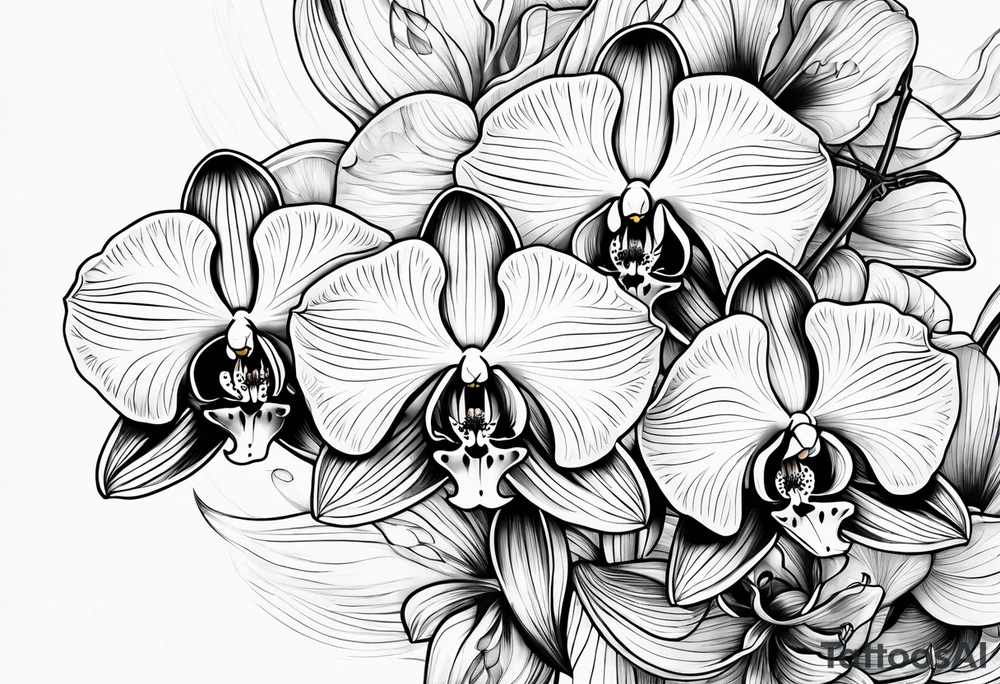orchid, line art tattoo idea