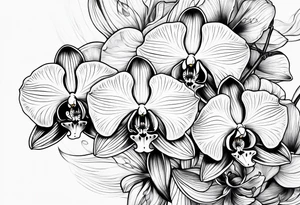 orchid, line art tattoo idea