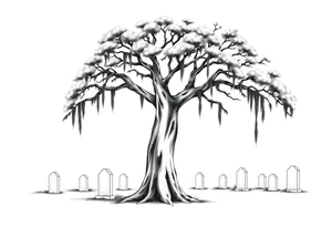Oak tree with Spanish moss in a cemetery tattoo idea