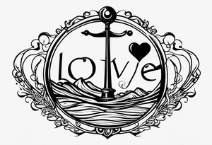 small simple tattoo with the words "love drought" with a melting heart underneath it tattoo idea