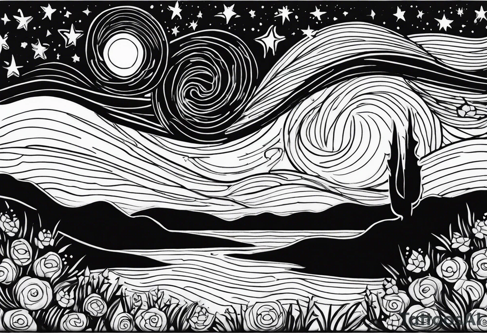 starry night van gogh tattoo idea