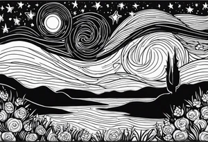 starry night van gogh tattoo idea