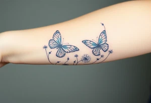 ethereal butterflies with vines of dandelions tattoo idea