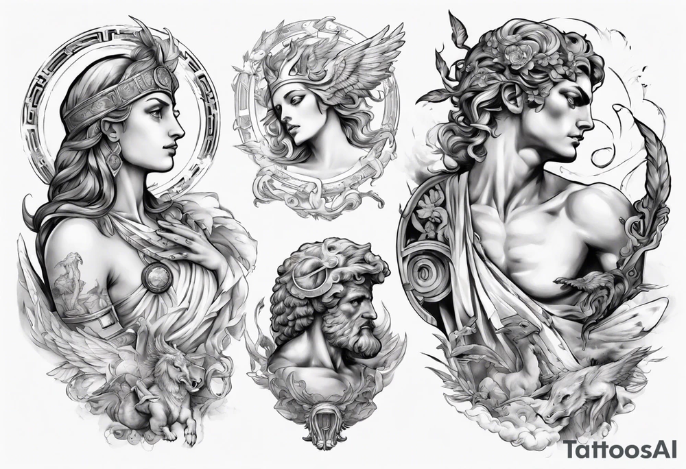 Greek Mythology upper sleeve tattoo idea