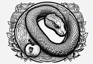 A snake with forbidden apple tattoo idea