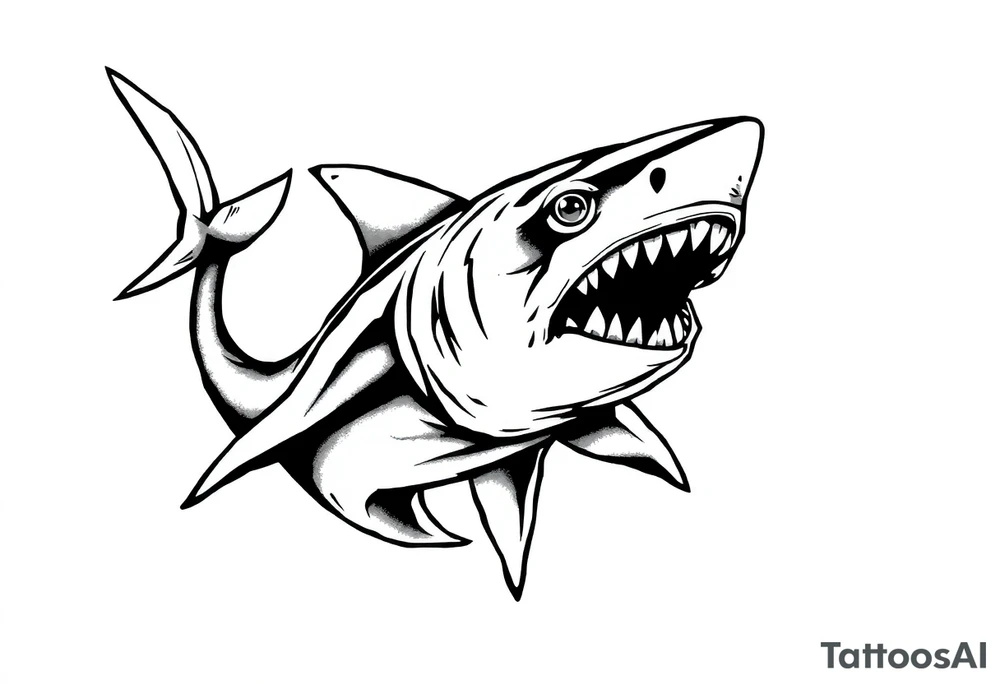 Masculine strong shark flowing tattoo idea