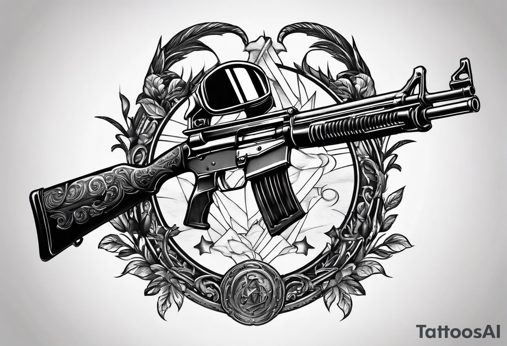 capricorn with sunglasses and shotgun tattoo idea