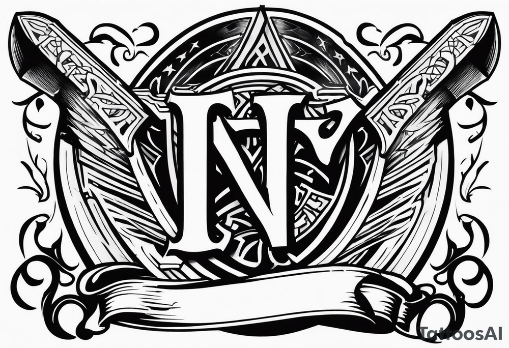 Valhalla sword axe tattoo idea