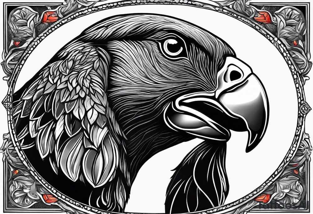 face of a deutch drahthaar with a pheasant in its mouth tattoo idea