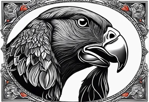 face of a deutch drahthaar with a pheasant in its mouth tattoo idea