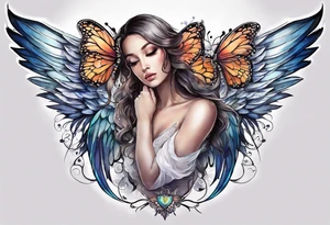 Angel wings and butterfly with your wings were ready but my heart was not tattoo idea