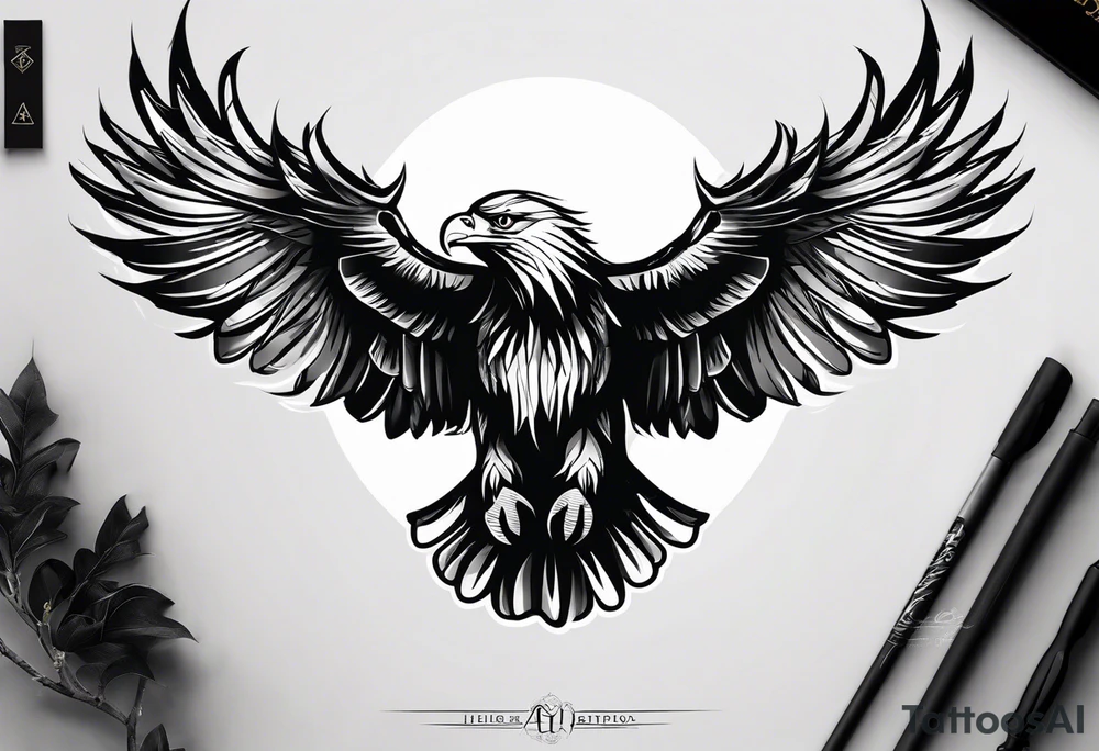 A tattoo that states pain and discipline to achieve your goals in life. it should be placed on the upper back and should express also catholic religion. eagle tattoo idea