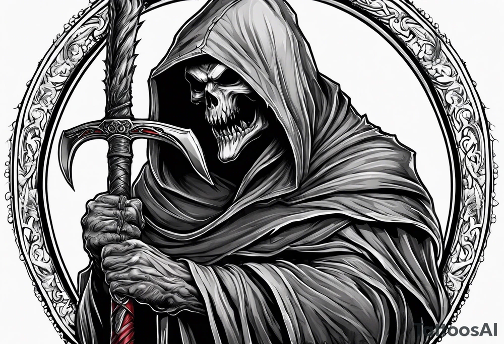 A werewolf that is the grim reaper holding a scythe tattoo idea
