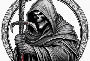 A werewolf that is the grim reaper holding a scythe tattoo idea