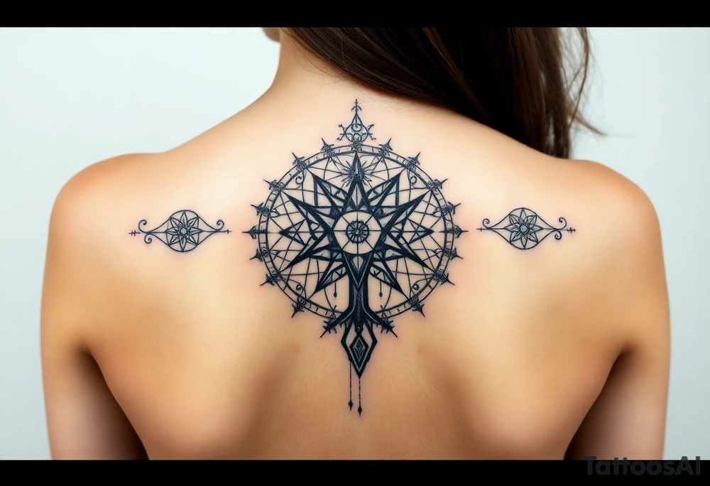 Sephiroth tree tattoo with sacred geometry and cosmic elements 10 Sephiroth Kabbala tattoo idea