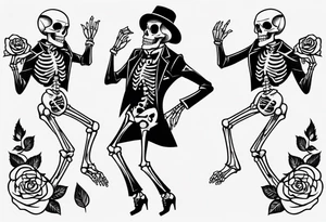 Dancing skeleton off a rose tattoo idea
