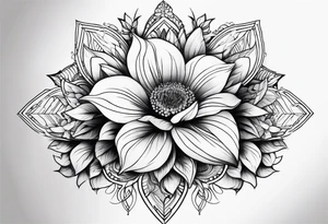 floral geometric shaped into a point tattoo idea