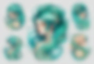 A beautiful lamia with turquois scales and teal hair. tattoo idea