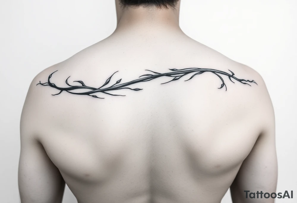 soft minimalist line wrapped around shoulder and down back tattoo idea