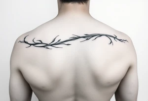 soft minimalist line wrapped around shoulder and down back tattoo idea