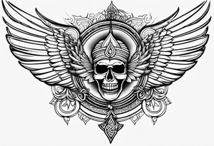 back tatoo with trishul and wings tattoo idea