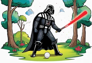 Darth Vader playing croquet with bob ross tattoo idea