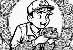 Vault boy eating pizza tattoo idea