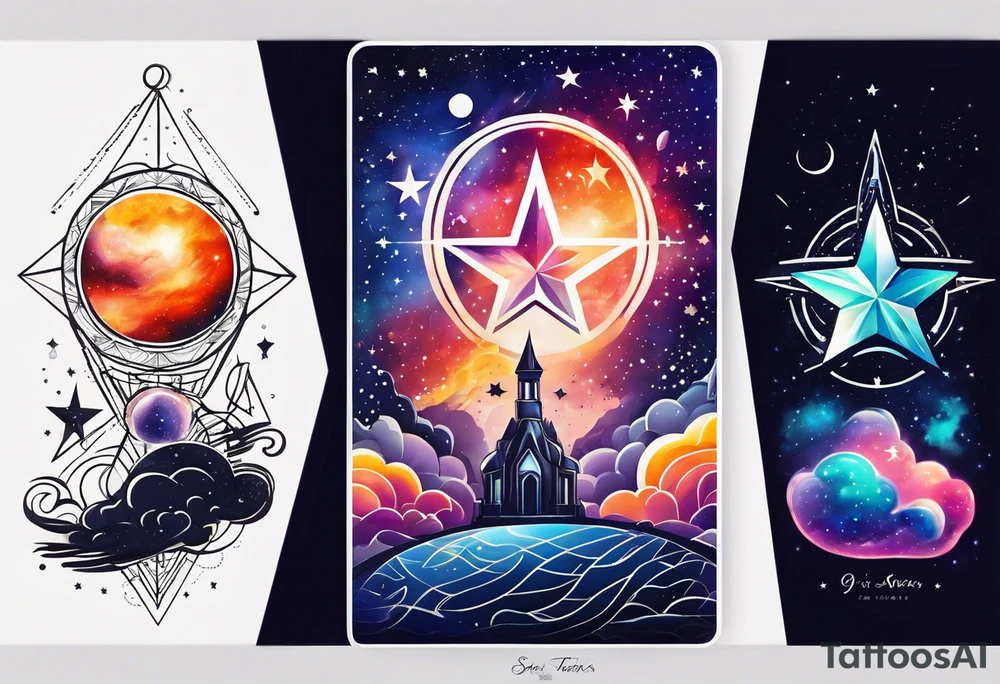 3 stars space art tattoo with deep meaning of happy future and hope tattoo idea